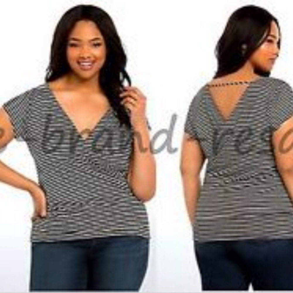 Torrid stripe wrap shirt